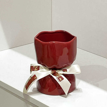Artisan Handcrafted Ceramic Vase - Minimalist Home Decor with Stable Base(Paintings).