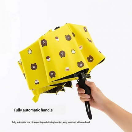 Auto Open/Close 8-Rib Sun & Rain Umbrella - 98cm UV Protection Canopy(sky blue).
