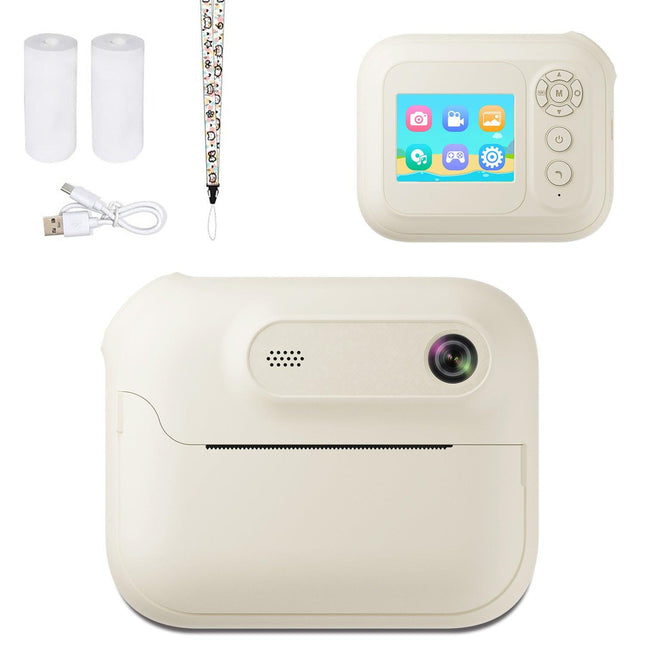 Kids Multi-Functional Camera Toy - Instant B&W Printing & Creative Stickers(white).