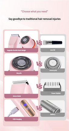 Dual-Head Electric Hair Trimmer - IPX7 Waterproof Body Groomer with Type-C Charging(Beige).