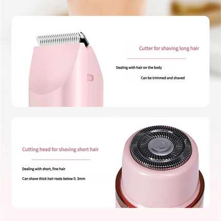 Dual-Head Electric Hair Trimmer - IPX7 Waterproof Body Groomer with Type-C Charging(Beige).