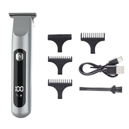 Professional Steel Hair Clipper - Low Noise Motor with 3 Guard Combs & Type-C Charging(silver).