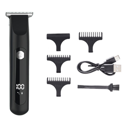 Professional Steel Hair Clipper - Low Noise Motor with 3 Guard Combs & Type-C Charging(black).