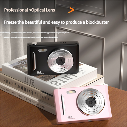 50MP HD Digital Camera with 8X Zoom & Dual Lens System(white).