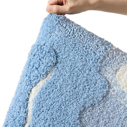 Premium Bath Mat with 8X Water Absorption & Non-Slip Base(Footprints by the seaside).