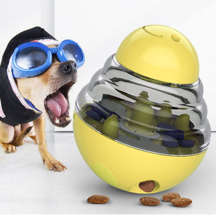 Interactive Dog Puzzle Feeder with Adjustable Food Dispensing Holes(Yellow).