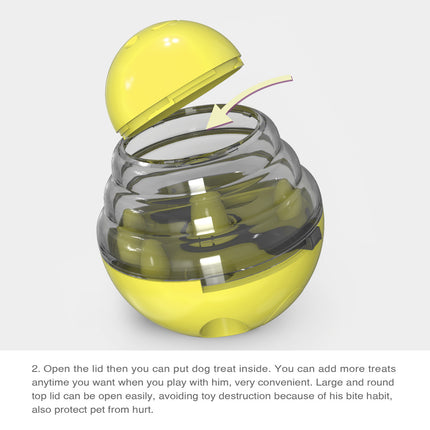 Interactive Dog Puzzle Feeder with Adjustable Food Dispensing Holes(Yellow).
