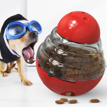 Interactive Dog Puzzle Feeder with Adjustable Food Dispensing Holes(Red).