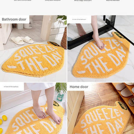 Super Absorbent Microfiber Bath Mat - Non-Slip TPR Backing, Machine Washable, Fun Fruit Designs(Pink peach 55*63cm).