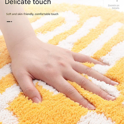 Super Absorbent Microfiber Bath Mat - Non-Slip TPR Backing, Machine Washable, Fun Fruit Designs(Yellow lemon 46*76cm).