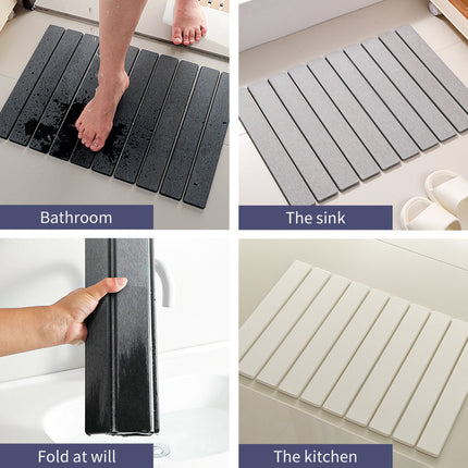 Collapsible Diatom Mud Bath Mat - Quick Dry, Non-Slip, Odor-Free Absorbent Pad(dark grey).