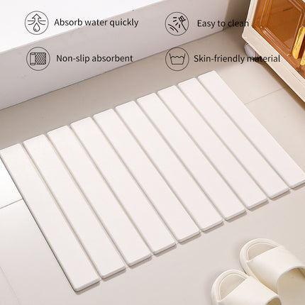 Collapsible Diatom Mud Bath Mat - Quick Dry, Non-Slip, Odor-Free Absorbent Pad(light grey).
