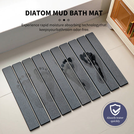 Collapsible Diatom Mud Bath Mat - Quick Dry, Non-Slip, Odor-Free Absorbent Pad(light grey).