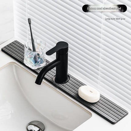 Diatom Mud Faucet Splash Guard & Absorbent Mat - Quick Dry, Non-Slip Sink Organizer(dark grey).