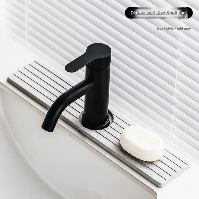 Diatom Mud Faucet Splash Guard & Absorbent Mat - Quick Dry, Non-Slip Sink Organizer(light grey).