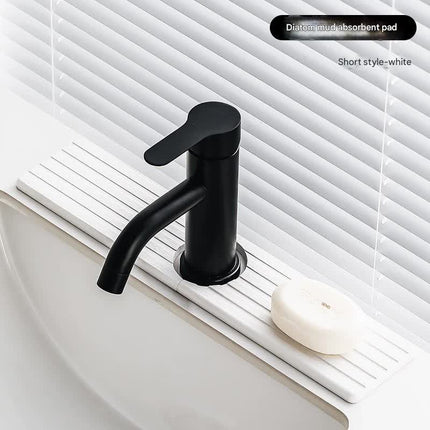 Diatom Mud Faucet Splash Guard & Absorbent Mat - Quick Dry, Non-Slip Sink Organizer(white).