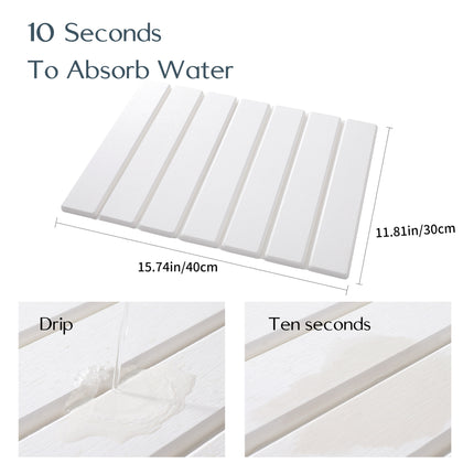 Folding Diatomaceous Earth Countertop Drain Mat - Quick Dry, Non-Slip & Easy Clean Absorbent Pad(white).
