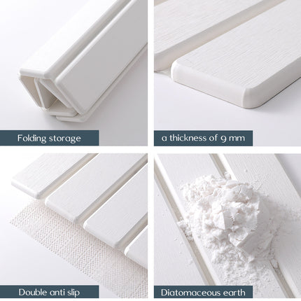 Folding Diatomaceous Earth Countertop Drain Mat - Quick Dry, Non-Slip & Easy Clean Absorbent Pad(white).