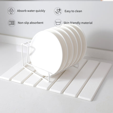 Folding Diatomaceous Earth Countertop Drain Mat - Quick Dry, Non-Slip & Easy Clean Absorbent Pad(light grey).