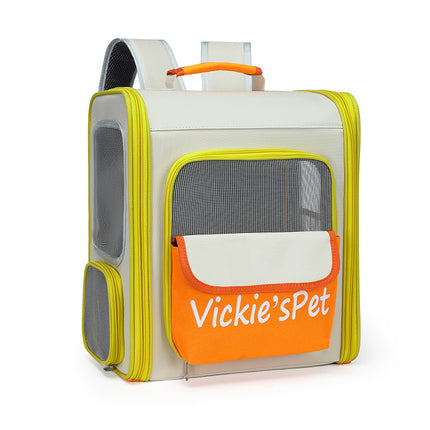 Breathable Pet Carrier Backpack - Large Capacity, Multiple Windows, Oxford Cloth(orange).