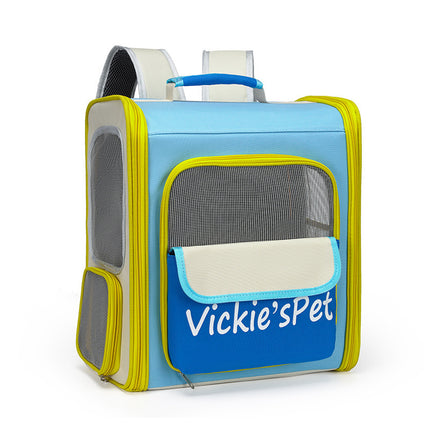 Breathable Pet Carrier Backpack - Large Capacity, Multiple Windows, Oxford Cloth(blue).