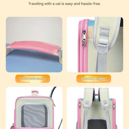 Breathable Pet Carrier Backpack - Large Capacity, Multiple Windows, Oxford Cloth(blue).