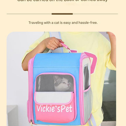 Breathable Pet Carrier Backpack - Large Capacity, Multiple Windows, Oxford Cloth(blue).