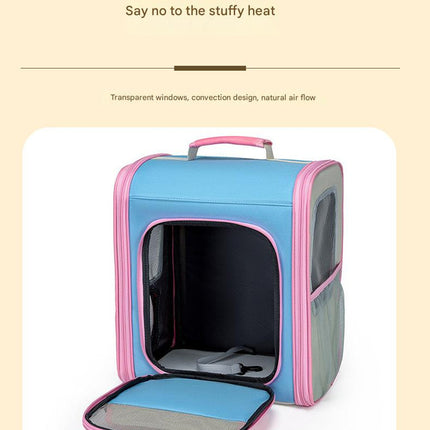 Breathable Pet Carrier Backpack - Large Capacity, Multiple Windows, Oxford Cloth(blue).