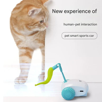 Interactive Smart Cat Toy Car - Automatic Obstacle Avoidance, Feather Tail, USB Rechargeable(orange).