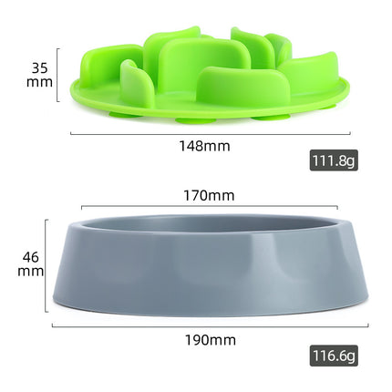 Slow Feeder Dog Bowl Set - Anti-Choke Puzzle Feeder Insert & Bowl for Healthy Eating Habits(cyan).