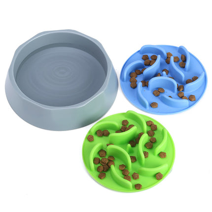 Slow Feeder Dog Bowl Set - Anti-Choke Puzzle Feeder Insert & Bowl for Healthy Eating Habits(cyan).
