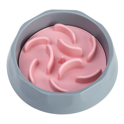 Slow Feeder Dog Bowl Set - Anti-Choke Puzzle Feeder Insert & Bowl for Healthy Eating Habits(pink).