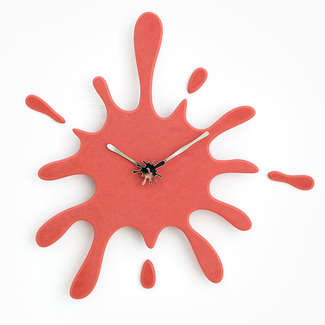 Creative Splatter Design Wall Clock - Silent Movement, Modern Decorative Timepiece(red).