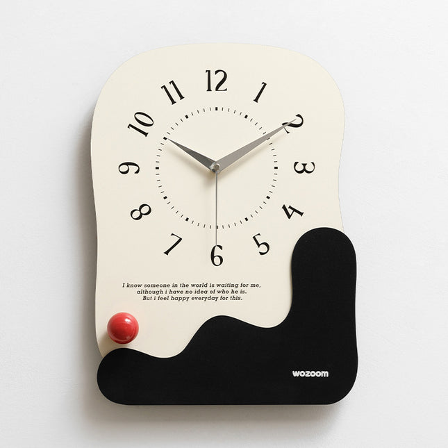 Abstract Modern Wall Clock - Silent Non-Ticking Decorative Clock with Wavy Design & Ceramic Accent(black).
