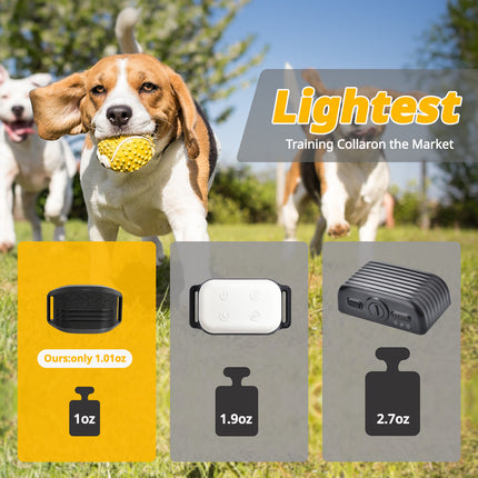 Ultra-Small & Lightweight Dog Training Collar with Remote - 3 Modes, Adjustable Levels, Fits All Sizes(black).