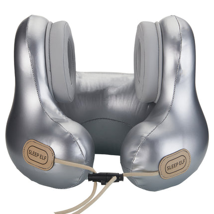 Smart Neck Pillow with Dual Noise Reduction, HIFI Bluetooth Music & Graphene Heating - Sleep Elf" Travel Pillow(Silver)".