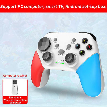Multi-Platform Wireless Gaming Controller with Dual Motor Vibration, Turbo & Phone Holder(White, red and blue).