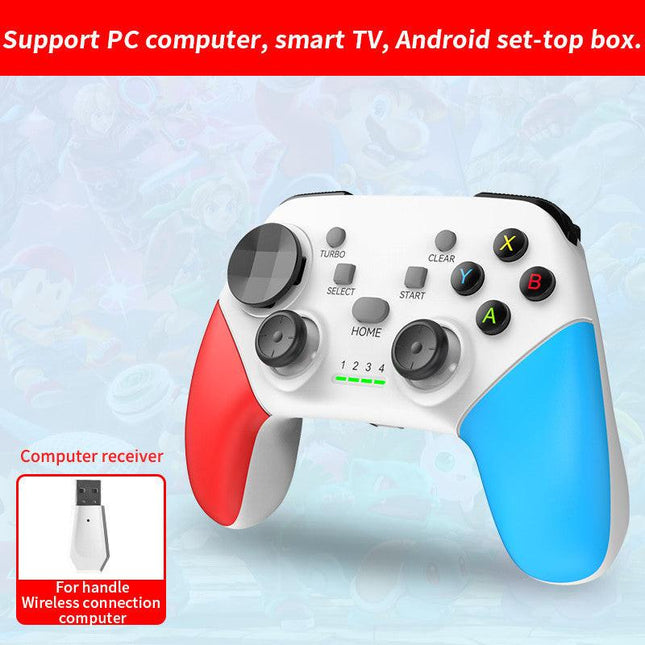 Multi-Platform Wireless Gaming Controller with Dual Motor Vibration, Turbo & Phone Holder(White, red and blue).