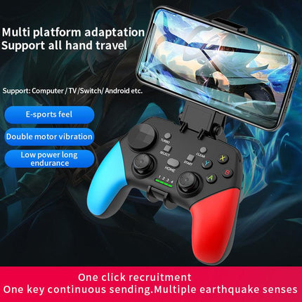 Multi-Platform Wireless Gaming Controller with Dual Motor Vibration, Turbo & Phone Holder(White, red and blue).