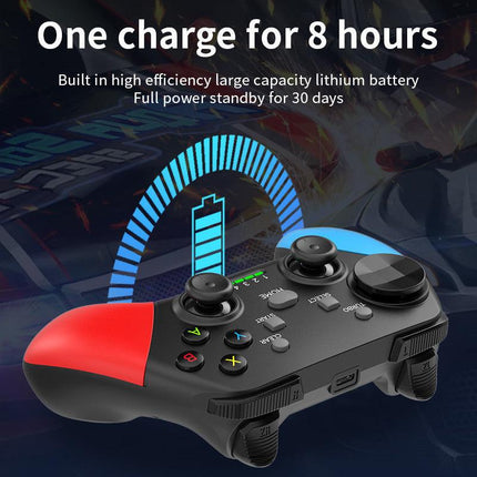 Multi-Platform Wireless Gaming Controller with Dual Motor Vibration, Turbo & Phone Holder(White, red and blue).