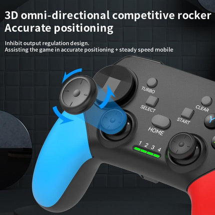 Multi-Platform Wireless Gaming Controller with Dual Motor Vibration, Turbo & Phone Holder(Black, red and blue with receiver).