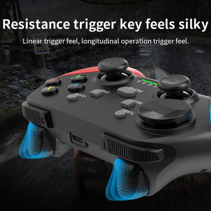 Multi-Platform Wireless Gaming Controller with Dual Motor Vibration, Turbo & Phone Holder(White, red and blue with receiver).