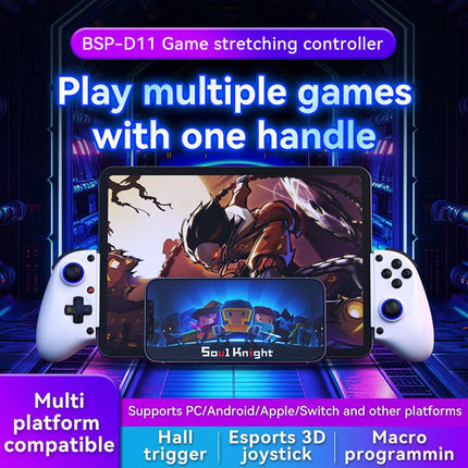Multi-Platform Telescopic Gaming Controller - Hall Triggers, Esports 3D Joysticks & Macro Programming(white).