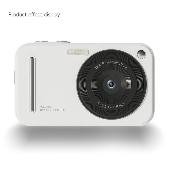 48MP Digital Camera with 16x Zoom & AF Autofocus - Full HD Vlogging Camera for Beginners & Kids(White).