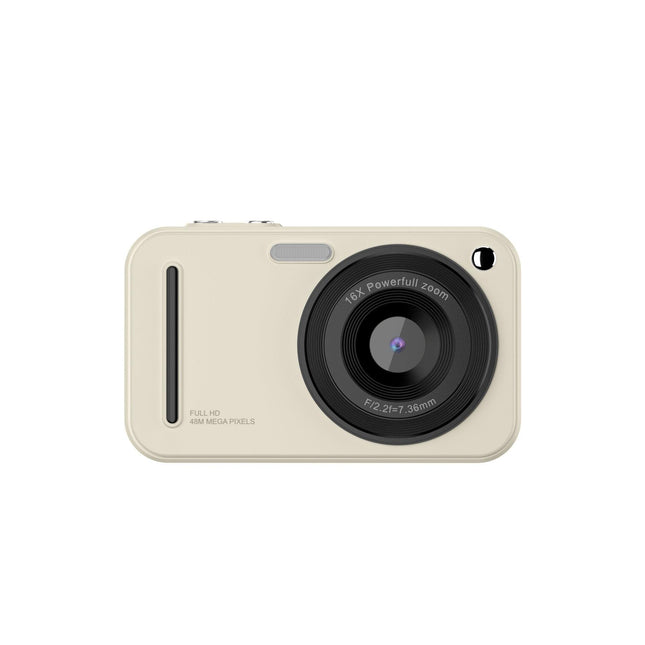 48MP Digital Camera with 16x Zoom & AF Autofocus - Full HD Vlogging Camera for Beginners & Kids(Beige).