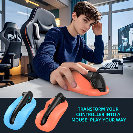 Ergonomic Mouse Grip for Nintendo Switch Joy-Con - 2-Pack Controller Holder (black).