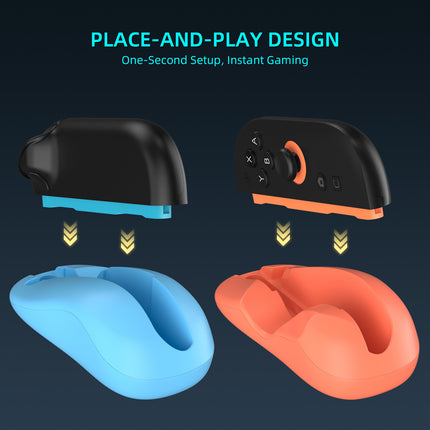Ergonomic Mouse Grip for Nintendo Switch Joy-Con - 2-Pack Controller Holder (black).