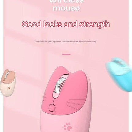 Cute Cat Shaped Wireless Office Mouse - Dual Mode 2.4G/Bluetooth, 3-Level DPI, Silent Click(purple).