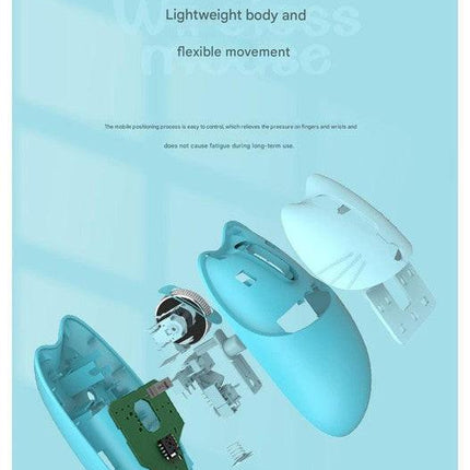 Cute Cat Shaped Wireless Office Mouse - Dual Mode 2.4G/Bluetooth, 3-Level DPI, Silent Click(brown).