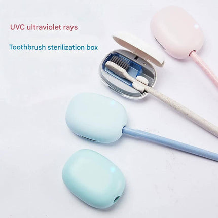 Portable UVC Toothbrush Sterilizer Case - 5-Minute Automatic Sanitizer, USB-C Rechargeable(white).
